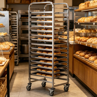 Chariot de boulangerie mobile pliable à 15 niveaux en acier inoxydable pour la cuisson et le refroidissement