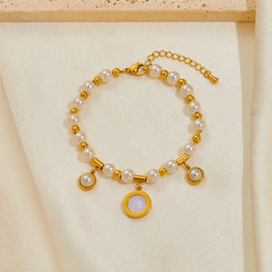 Pulsera fina de gama alta, elegante, de acero de titanio, acero inoxidable, encantador diseño Floral, Concha blanca, ojos azules - Product Image 4