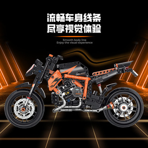 60501 Tech Motorcycle Racing Mechanical Building <b>Blocks</b> Assembly Toy Boy Motorcycle Model Gift - Product Image 5