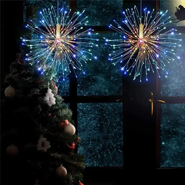 Hot selling Dandelion Garland Lamp 120 Bright Led Firework Med Starburst Copper Wire String Hanging Kit Fairy Christmas Lights