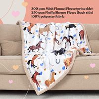 Promotion d'usine : Couverture d'hiver douce en sherpa style coréen, tissée, motif cheval, pour avion, pas chère, marque privée, imprimé animal mignon en flanelle