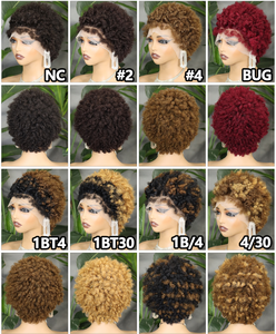 FH 4C Hairline Human Hair <b>Wig</b> 13x4 Transparent Lace Frontal Afro Kinky Curly <b>Short</b> Hair <b>Wig</b> - Product Image 4