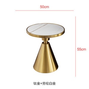 Bàn Trung Tâm Tròn Phòng Khách Bằng Thép Không Gỉ Màu Vàng Bắc Âu Bàn Góc Để Bàn Đá Cẩm Thạch - Product Image 2