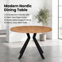 Table à manger extensible moderne en bois, ronde à ovale, avec rail silencieux robuste, plateau en MDF, pieds en métal, pour usage hôtelier, vente en gros