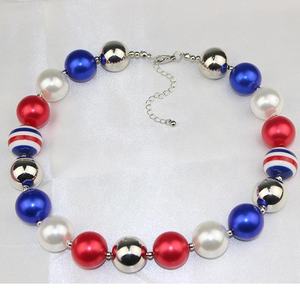 Los niños de EE. UU. El Día Nacional de regalo 16mm <span class=keywords><strong>Bubblegum</strong></span> grueso redondo acrílico cordón collar - Product Image 3