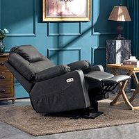 Fauteuil inclinable électrique gris moyen en simili cuir 7040 personnes âgées 3 positions canapé massage chaleur 2 poches latérales tasse