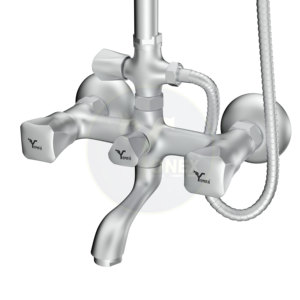 Douche murale fiable en laiton poli avec pommeau de pluie large et jet doux, commande à 3 poignées, pour usage hôtelier, fabriquée au Pakistan - Product Image 5