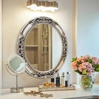 Miroir en verre Nouveau style européen vintage élégant Miroir mural ovale décoratif 4 mm Miroir de coiffeuse pour la maison Hôtel Décoration