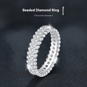 Bague Moissanite en argent Sterling S925 pour femmes avec bord de perles Bague kaléidoscope étoilée Bijoux de vente chaude transfrontaliers - Product Image 6