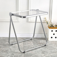 Table d'appoint moderne transparente en acrylique avec design créatif en fer pliable pour salon, salle à manger ou hôtel