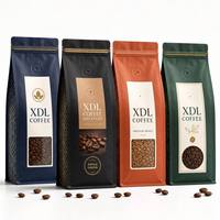 Pochette alimentaire à fond plat pour grains de café, impression numérique, logo personnalisé, OEM ODM, faible MOQ, pour marques de café spécialisées en démarrage (start-up)