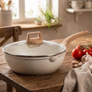 <span class=keywords><strong>CAROTE</strong></span> Sartén Profunda Antiadherente de Aluminio de 12 Pulgadas con Tapa de Vidrio, 5.5 Qt, para Cocina a Gas, con Boquilla Vertedora, Apta para Cocina Jumbo y Salteado, Libre de PFOA - Product Image 4