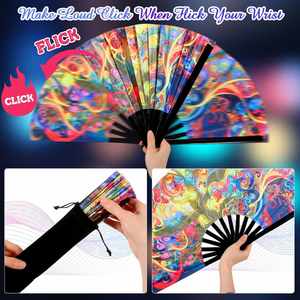 Grand éventail pliable Clack Fan pour festivals, soirées, danse et décoration - Product Image 3