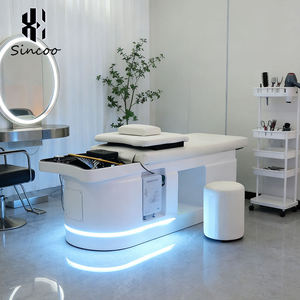 High End Barbershop Thai Style Electric Shampoo <b>Bed</b> with <b>LED</b> with Water Circulation Storage with Head Therapy SPA Shampoo <b>Bed</b> - Product Image 1