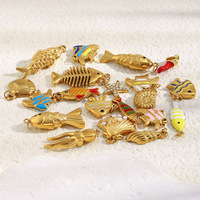 Pendentifs breloques multi-styles en acier inoxydable plaqué or 18 carats, série Océan (coquillages, poissons, étoiles de mer), pour sacs, colliers et bracelets, pour femmes