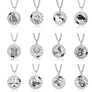 Duoying personalidad <span class=keywords><strong>pareja</strong></span> redonda Acero inoxidable 12 Zodiaco astrología colgante collar para hombres - Product Image 6
