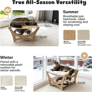 <span class=keywords><strong>Cama</strong></span> para Gatos Transpirable <span class=keywords><strong>de</strong></span> Madera y Sisal <span class=keywords><strong>con</strong></span> Poste <span class=keywords><strong>Rascador</strong></span> y Columpio Colgante - Para Todas las Estaciones, para Sala <span class=keywords><strong>de</strong></span> Estar y Balcón (Caja) - Product Image 4