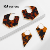 Boucles d'oreilles créoles géométriques rétro marron OEM ODM, style vintage, en acrylique couleur écaille de tortue, bijoux pour femmes