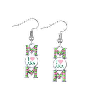 <span class=keywords><strong>Orecchini</strong></span> Ecologici in Metallo con Cristalli Scintillanti Blu Reale e Rosa Bianca per Donne Membro della Confraternita Zeta Phi Beta - Product Image 6