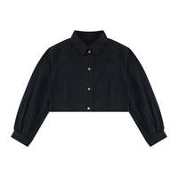 Veste en jean courte 420G pour femme, coupe ajustée, col classique, pour le streetwear quotidien
