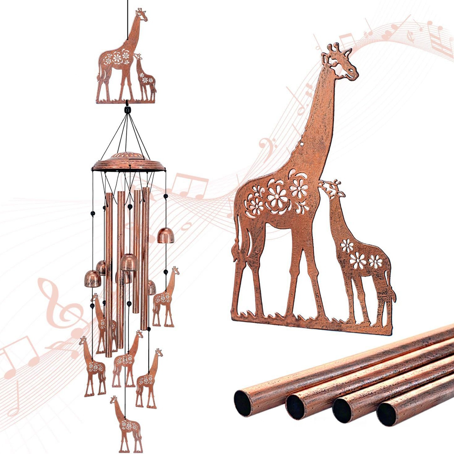 34 inch iron wind chimes-giraffe