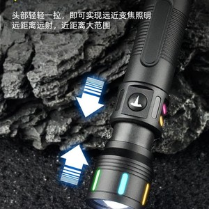 ไฟฉาย LED มัลติฟังก์ชั่นกลางแจ้งแบบชาร์จไฟได้ USB ชาร์จอลูมิเนียมอัลลอยด์แสงสีขาวหรี่แสงได้ไฟฉายพกพา - Product Image 2
