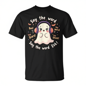 Camiseta de Audiólogo con Diseño de Fantasma para Halloween, Manga Corta, Unisex, Cuello Redondo, Impresión Digital, Promocional, para Adultos - Product Image 2