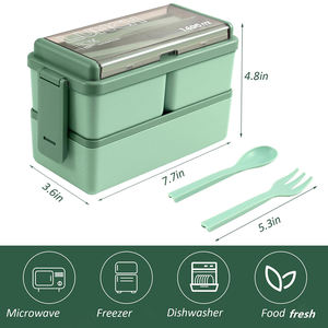 Marmita com Compartimentos Segura para Micro-ondas, Recipiente de Almoço de Grau Alimentício com Utensílios, Caixa de Refeição Reutilizável para Escritório e Piquenique - Product Image 2