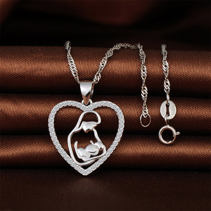 Heart Pendant <strong>Necklaces</strong> 925 Sterling Silver <strong>Mother</strong> and <strong>Daughter</strong> <strong>Necklace</strong> - Product Image 3