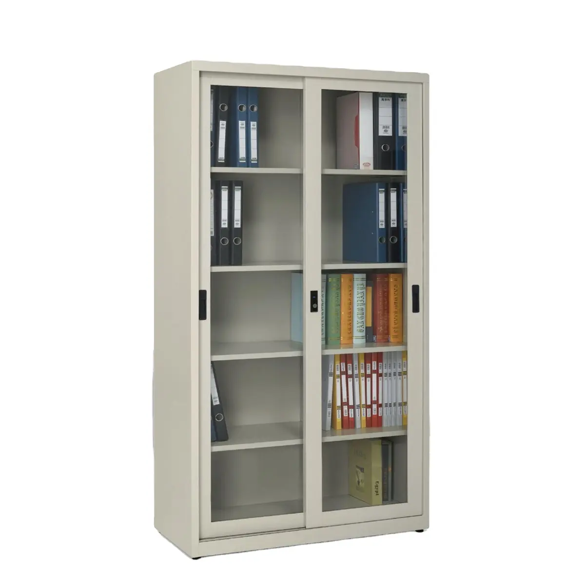 Luoyang Fengli swing 2 glass door metal book cupboard sliding steel file cabinet