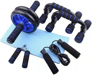 Factory Custom Home Gym Fitness Sets 6-in-1 Abdominal Wheel Set with Push up Stand Jump Rope Hand Grip and Knee Pad - Product Image 4
