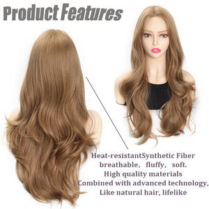Perruque synthétique de haute qualité naturelle grande vague cheveux longs couverture complète de la tête Style Champagne couleur - Product Image 2