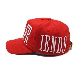 Gorras de camionero de perfil alto personalizadas al por mayor, gorra de camionero de lana roja, gorra de béisbol bordada de 5 paneles - Product Image 4