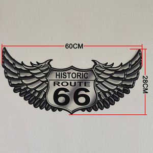 Insegna in Metallo Retrò con Goffratura Route 66, Insegna Storica Vintage Route 66 per Garage, Bar, Man Cave - Product Image 2