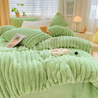 Ensemble de couette King Size en fausse fourrure moelleuse et chaude 100% polyester à motif uni, couleurs personnalisables, pour toutes les saisons