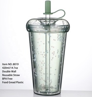 Gobelet Donut pour enfants Gobelet isolé à double paroi de 700ml sans BPA Gobelet réutilisable en plastique personnalisable avec paille pour les fêtes