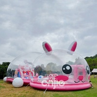 Maison gonflable transparente Palais de cristal gonflable pour enfants Centre commercial Lapin rose aire de jeux intérieure
