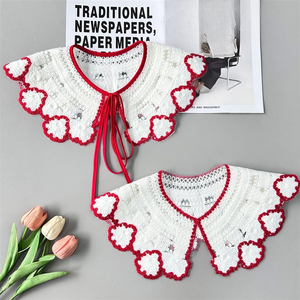 Suéter de punto <span class=keywords><strong>con</strong></span> cuello falso de encaje XQD, diseño de lazo <span class=keywords><strong>con</strong></span> bloques de color, estilo dulce y versátil, <span class=keywords><strong>con</strong></span> lazo de cinta delgada - Product Image 2
