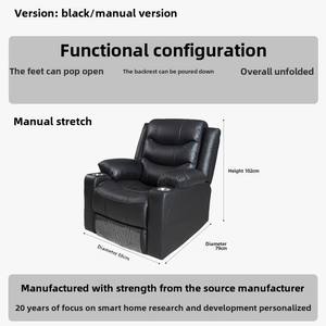 Chaise de canapé simple électrique en cuir véritable grain supérieur moderne pour la fonction de sommeil inclinable de cinéma à domicile pour la vie en petit appartement - Product Image 6