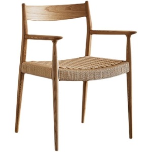 Nordic Solid Wood <b>Dining</b> Chair Ash Wood Woven Seat Modern <b>Armchair</b> For Home Use - Product Image 1