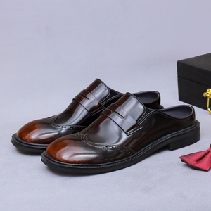Sandalias de Diseñador con Punta Redonda y Tira al Tobillo, Modernas y Versátiles, Zapatos Casuales de Una Pieza de Cuero Genuino Retro para Hombre - Product Image 2
