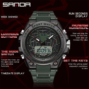 Reloj SANDA 3159 de Nuevo Diseño Original para Hombre, Reloj Deportivo con Doble Pantalla, Reloj Electrónico de Pulsera para Hombre - Product Image 2