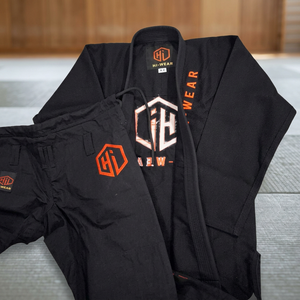 Hi-Wear BJJ Kimono <b>Black</b> Adult Men Cotton Martial Arts Uniform Embroidered Logo Back Loose Fit 450g Quick Dry Breathable - Product Image 2
