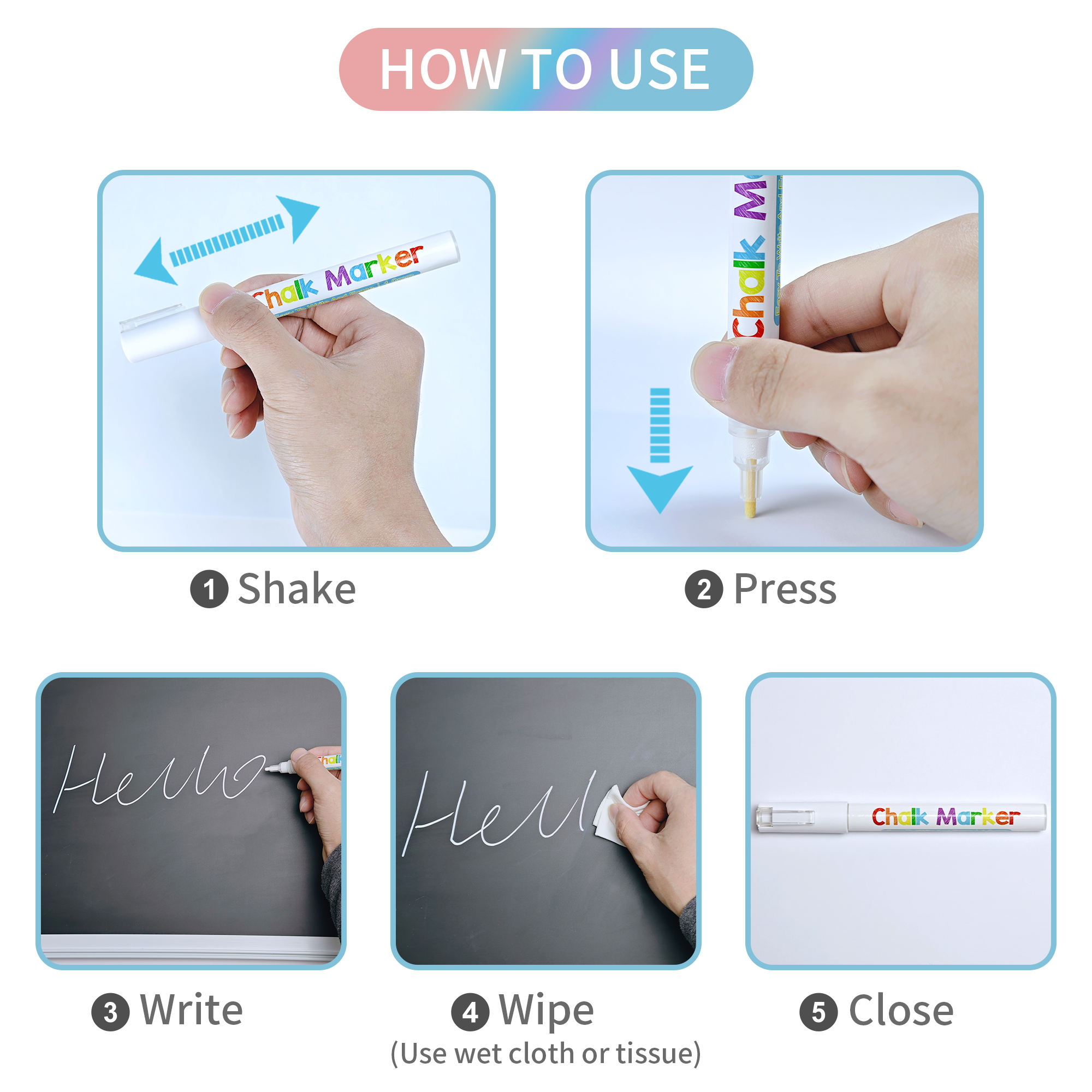 Pennarelli Per Lavagna Bianca - Confezione Da 12 Colorati, A Doppia Punta, Cancellabili E Subito Asciutti - Foto 7