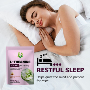 High Absorption Stress Relief Soft Capsules L-Theanine Softgels 200mg Magnesium <b>Supplement</b> Support Relaxation and Sleep - Product Image 4