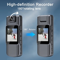 Mini caméra corporelle avec écran IPS HD, objectif rotatif et clip dorsal, caméra corporelle Full HD portable, caméscope de poche