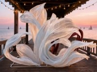 Décoration de mariage de luxe avec toile de fond géante en organza à motif floral SFD pour mariages