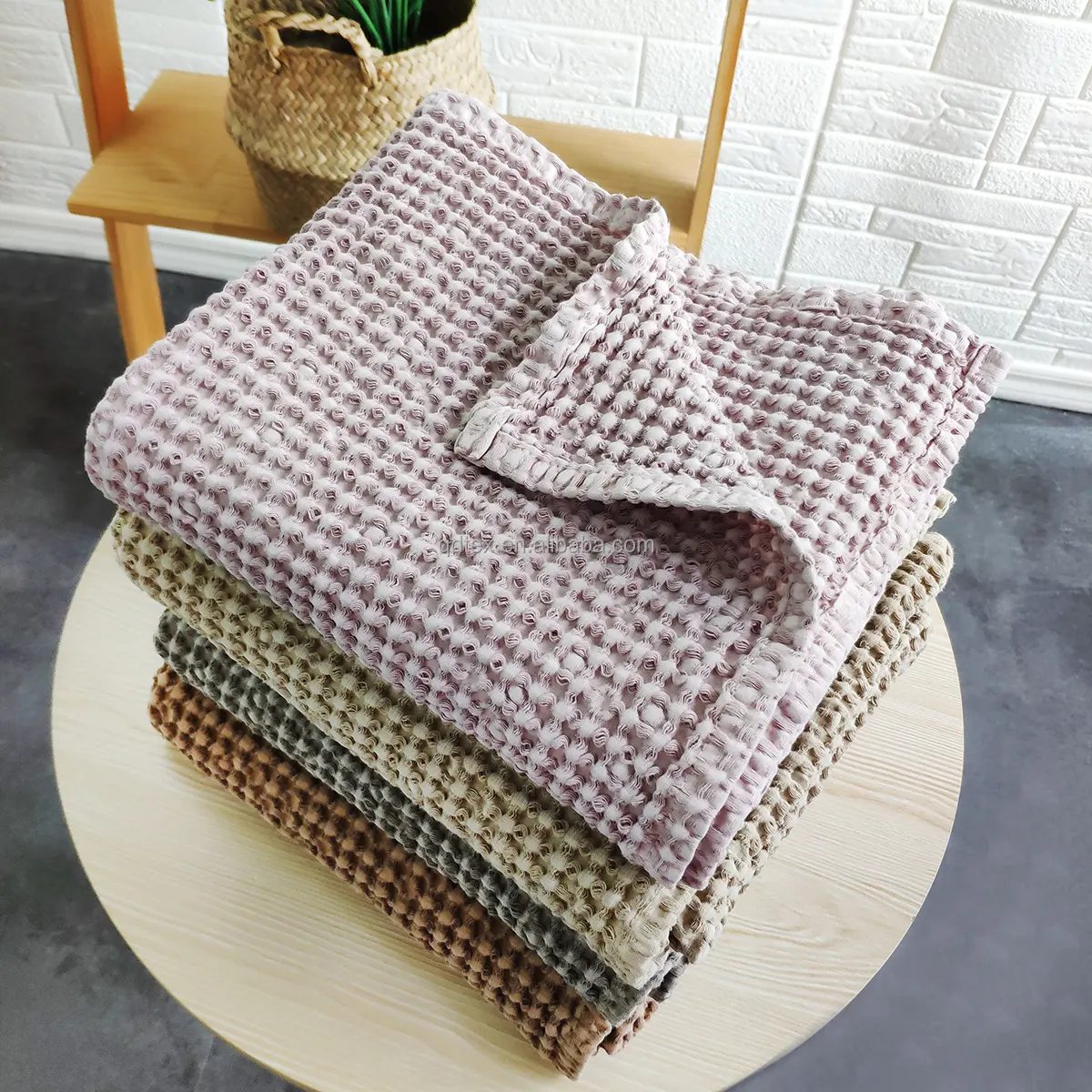 Wholesale Hot sell for christmas organic Cotton Oversized Waffle Throw Blanket