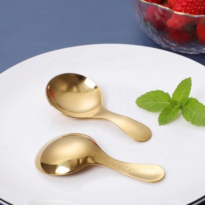 Cuchara de té de cabeza redonda con mango corto de acero inoxidable 304, cuchara de helado para niños, cuchara de postre, cuchara para pastel - Product Image 3