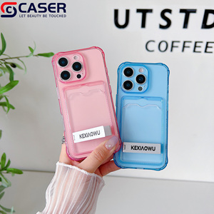 Cubierta de teléfono con soporte de tarjeta de TPU transparente resistente a caídas de cuatro esquinas de borde recto para <span class=keywords><strong>iPhone</strong></span> 16E 16 15 14 Plus13 <span class=keywords><strong>12</strong></span> 11 Promax - Product Image 2